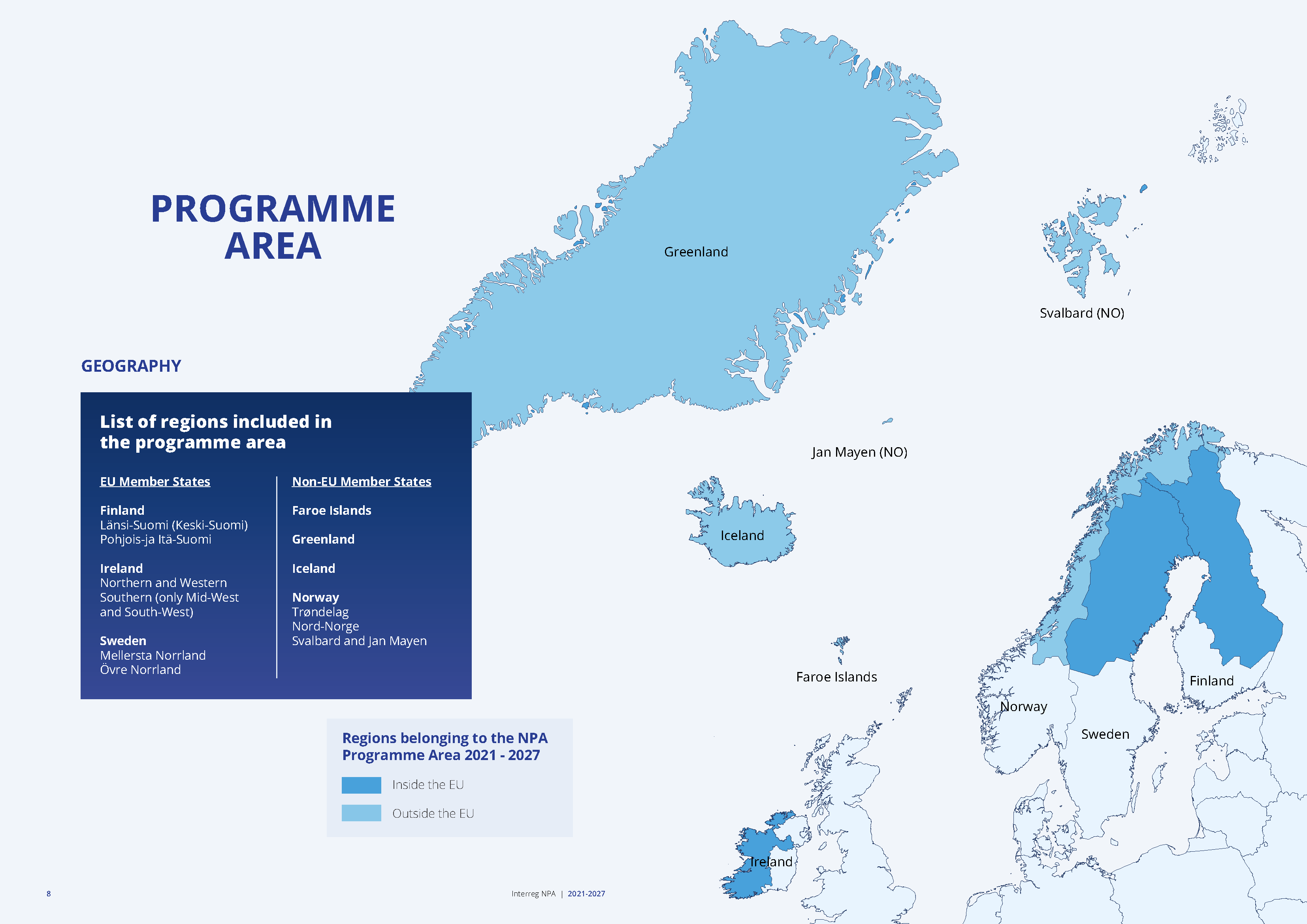 Map of Interreg NPA eligible regions